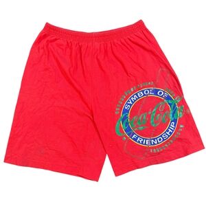 Super 90s Vintage 1991 Coca-Cola Red Shorts with Multicolor Logo Baggy Rare